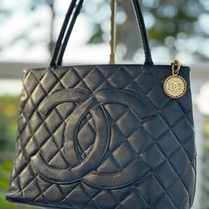 Chanel Black Quilted Leather Tote Bag